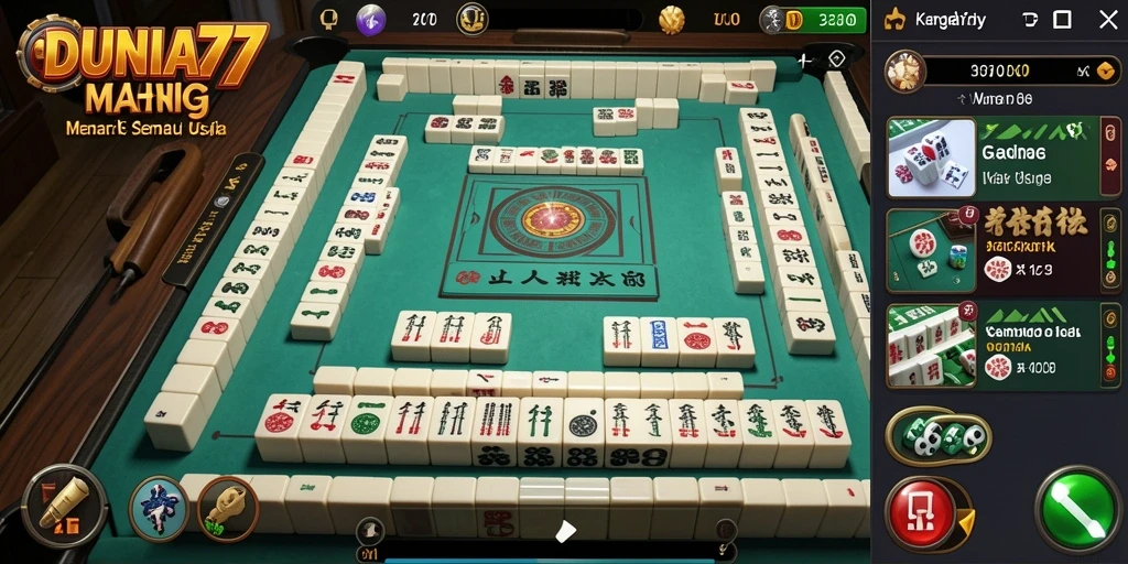 Tampilan gameplay menarik DUNIA77 pada board Mahjong.