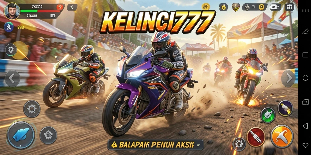 Gameplay seru di KELINCI777, balapan motor memacu adrenalin.