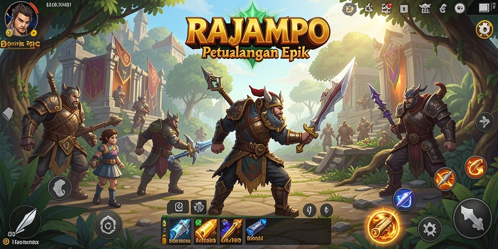 Tampilan gameplay RAJAMPO yang menawan dengan aksi RPG yang mendebarkan.
