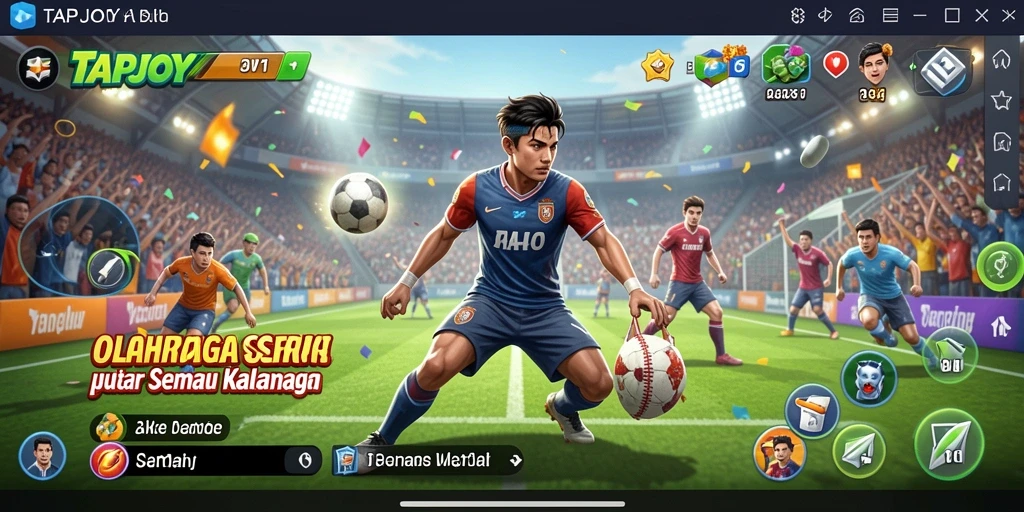 Screenshot TAPJOY menampilkan aksi seru dalam permainan olahraga.